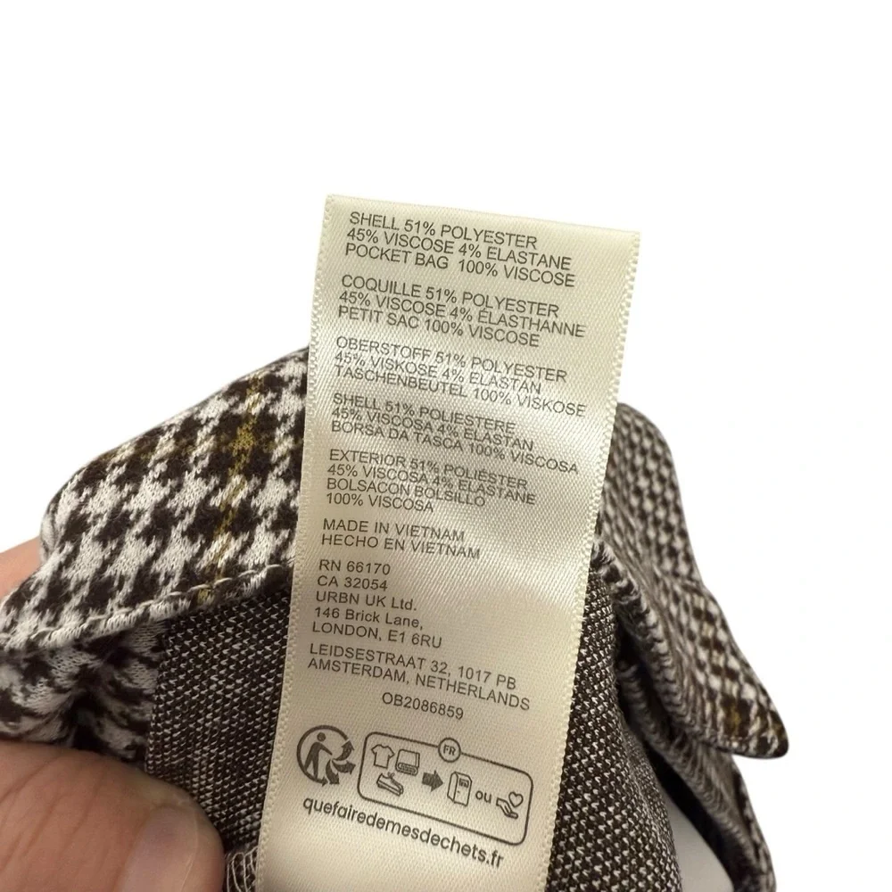 Free People Women’s Molly Slim Plaid Houndstooth Pants Brown/White Size 6